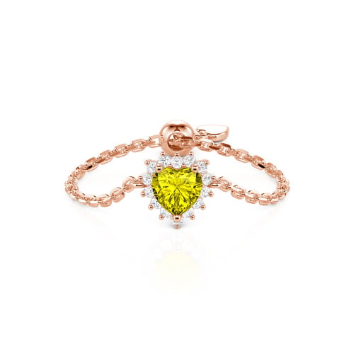 Jeulia Custom Halo Heart Adjustable Chain Ring