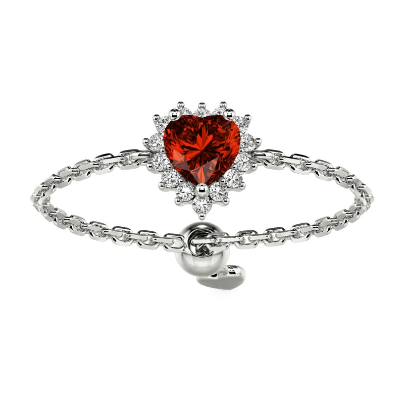 Jeulia Custom Halo Heart Adjustable Chain Ring