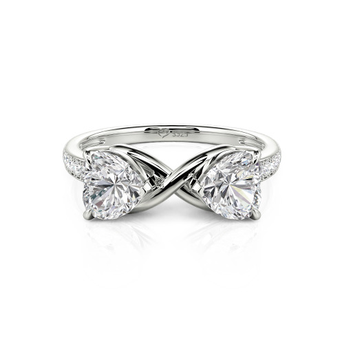Jeulia Custom Double Heart Two Tone Infinity Ring
