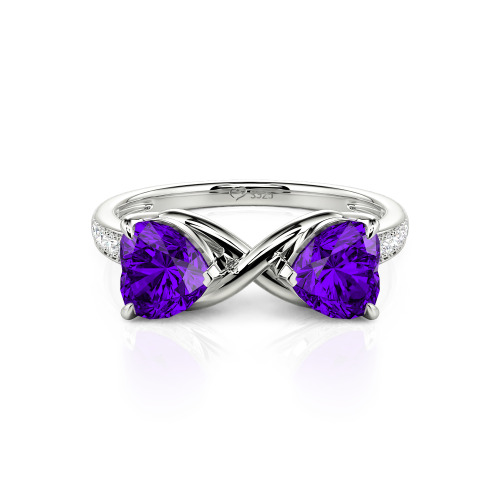 Jeulia Custom Double Heart Two Tone Infinity Ring