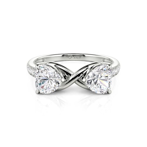 Jeulia Custom Double Heart Two Tone Infinity Ring