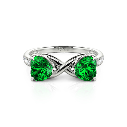 Jeulia Custom Double Heart Two Tone Infinity Ring