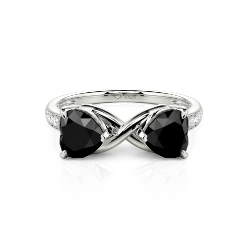 Jeulia Custom Double Heart Two Tone Infinity Ring