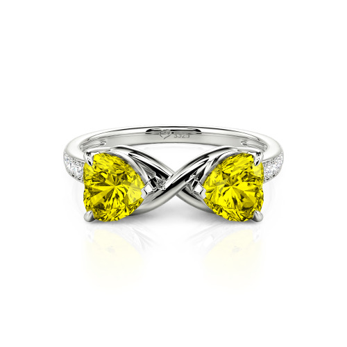 Jeulia Custom Double Heart Two Tone Infinity Ring