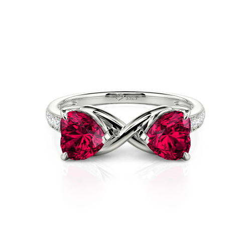 Jeulia Custom Double Heart Two Tone Infinity Ring