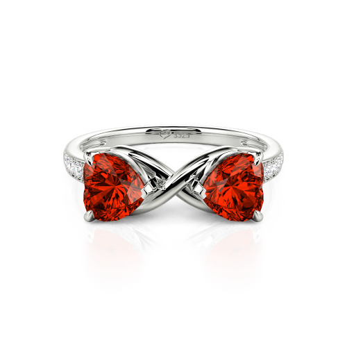 Jeulia Custom Double Heart Two Tone Infinity Ring