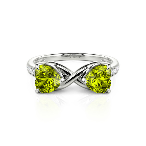 Jeulia Custom Double Heart Two Tone Infinity Ring