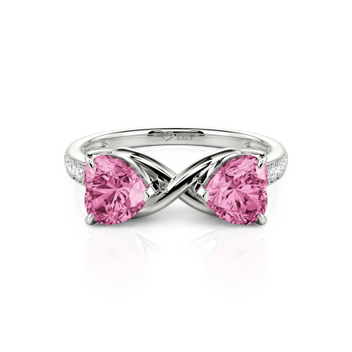 Jeulia Custom Double Heart Two Tone Infinity Ring