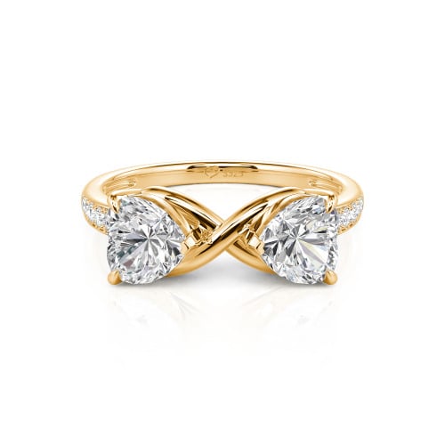 Jeulia Custom Double Heart Two Tone Infinity Ring