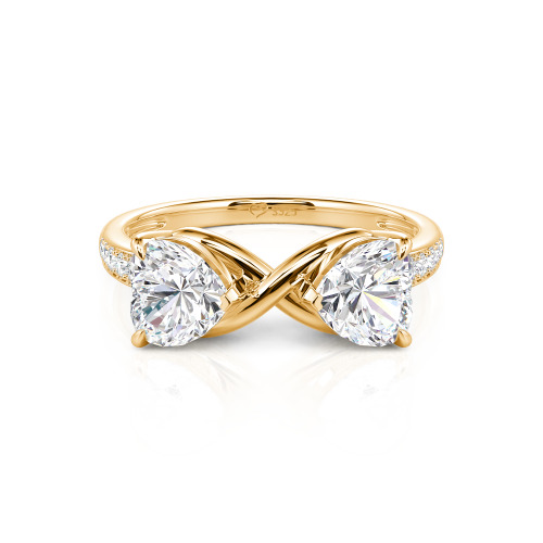 Jeulia Custom Double Heart Two Tone Infinity Ring