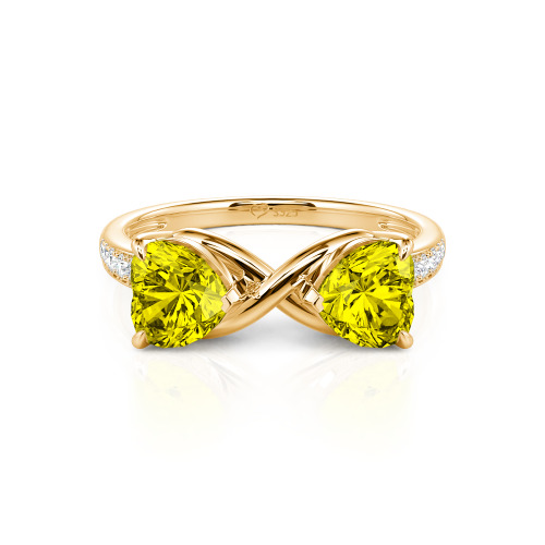 Jeulia Custom Double Heart Two Tone Infinity Ring