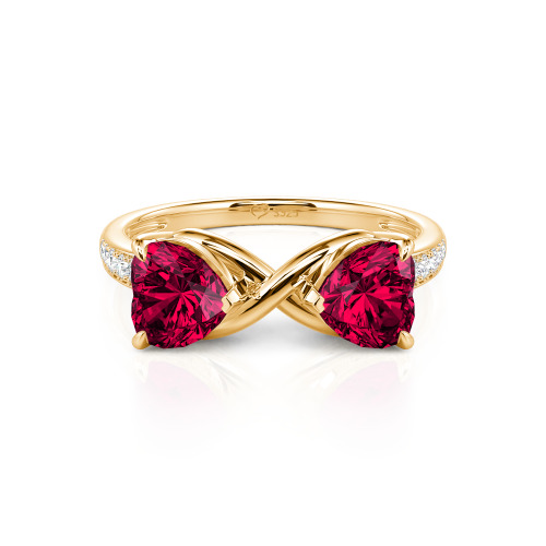 Jeulia Custom Double Heart Two Tone Infinity Ring