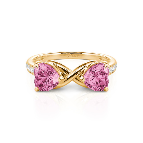 Jeulia Custom Double Heart Two Tone Infinity Ring