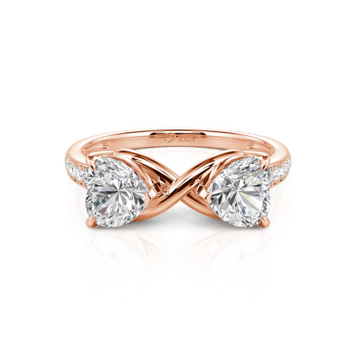 Jeulia Custom Double Heart Two Tone Infinity Ring