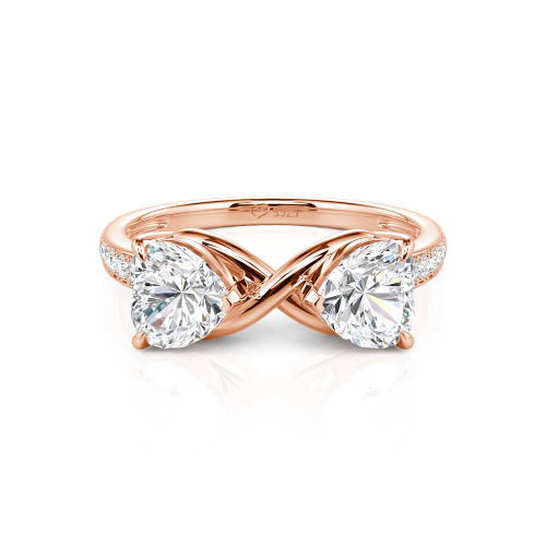 Jeulia Custom Double Heart Two Tone Infinity Ring