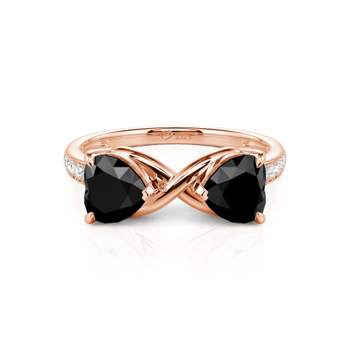 Jeulia Custom Double Heart Two Tone Infinity Ring