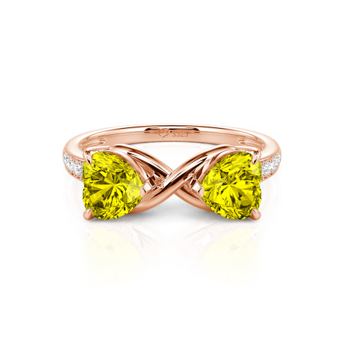 Jeulia Custom Double Heart Two Tone Infinity Ring