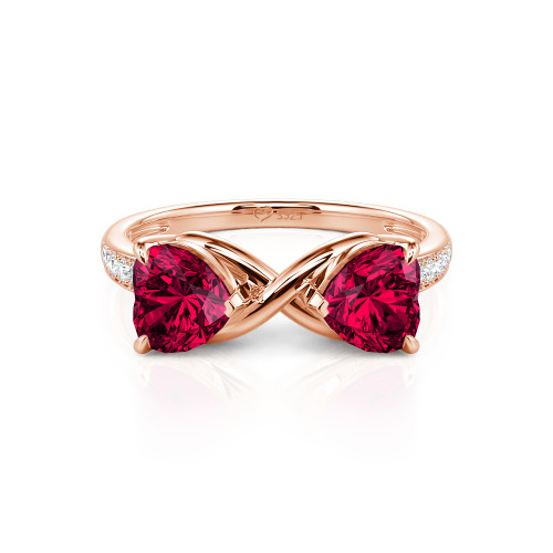 Jeulia Custom Double Heart Two Tone Infinity Ring