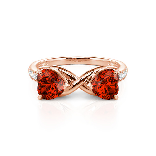 Jeulia Custom Double Heart Two Tone Infinity Ring