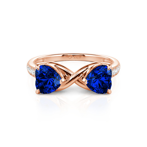 Jeulia Custom Double Heart Two Tone Infinity Ring