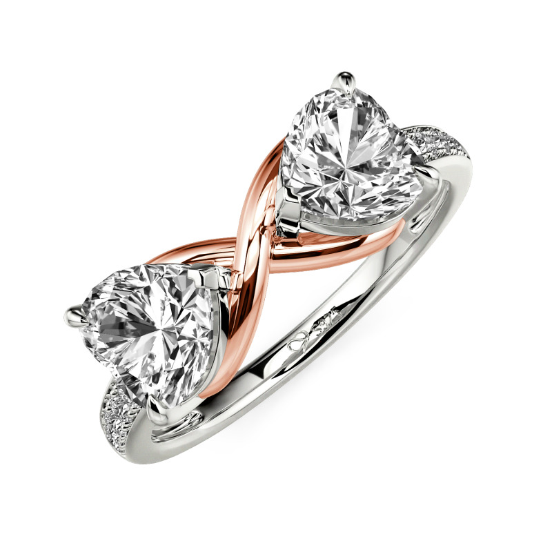 Jeulia Custom Double Heart Two Tone Infinity Ring