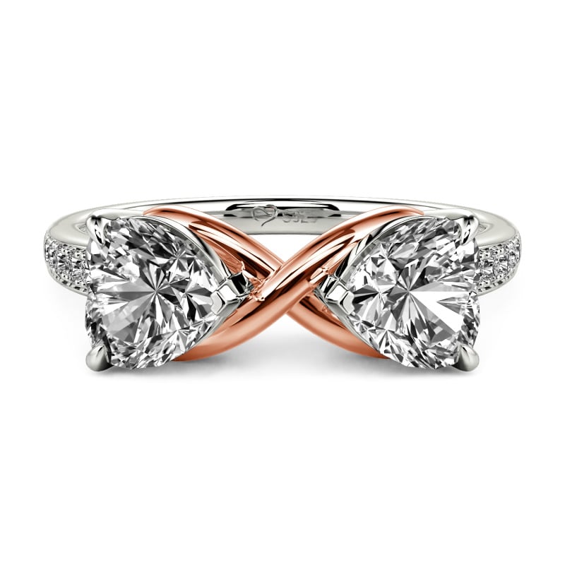 Jeulia Custom Double Heart Two Tone Infinity Ring