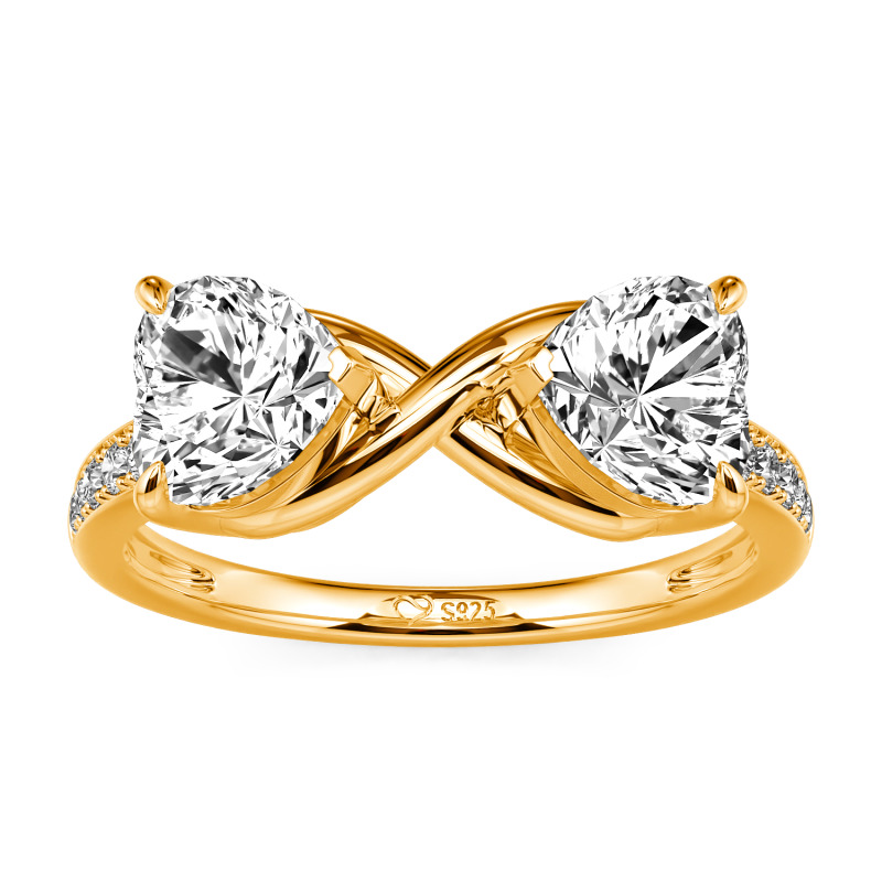 Or Jaune Bague Coeur Et Infini Jeulia Bague Infinity Double Cœur