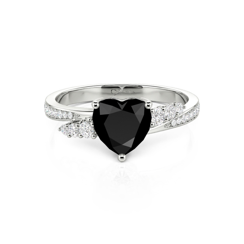 Bague Solitaire Or Blanc 14 Carats - Sertie Diamant 2.50 Ct, Tige Torsadée | Bague Fiancée Diamant Lab