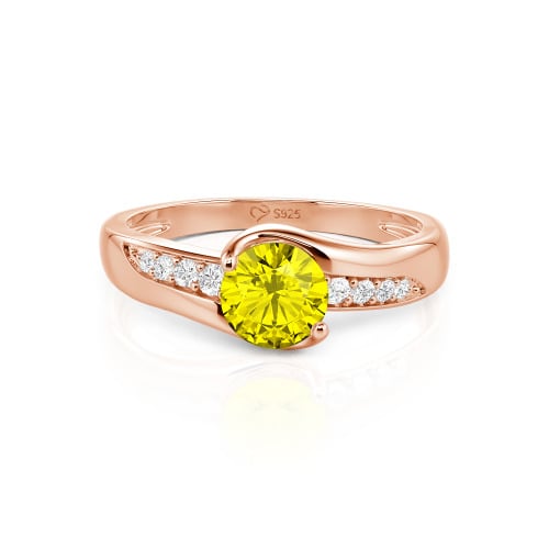 Jeulia Custom Ribbon-Wrap Beveled Symmetry Round Cut Ring
