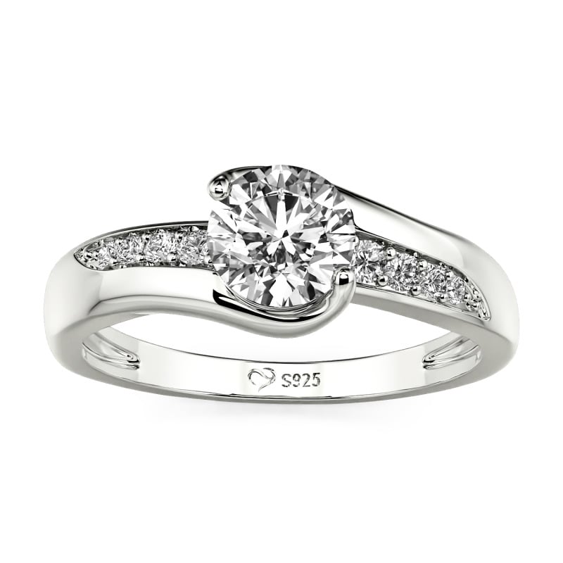 Jeulia Custom Ribbon-Wrap Beveled Symmetry Round Cut Ring