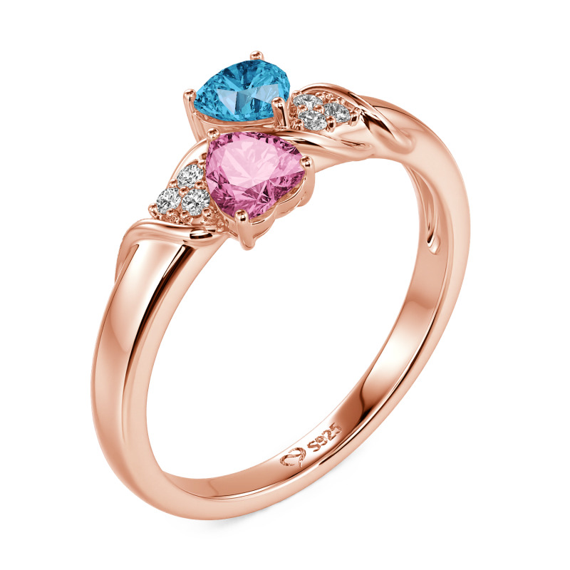 Jeulia Bague de Promesse Deux Cœurs Personnalisée à Lignes