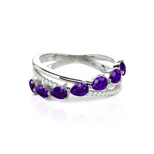 Jeulia Intertwined Pear Custom Eternity Band Sterling Silver