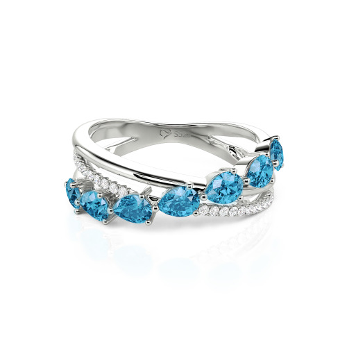 Jeulia Intertwined Pear Custom Eternity Band Sterling Silver