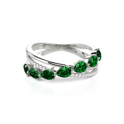 Jeulia Intertwined Pear Custom Eternity Band Sterling Silver