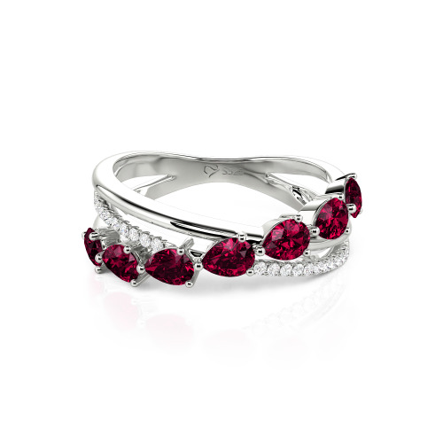 Jeulia Intertwined Pear Custom Eternity Band Sterling Silver