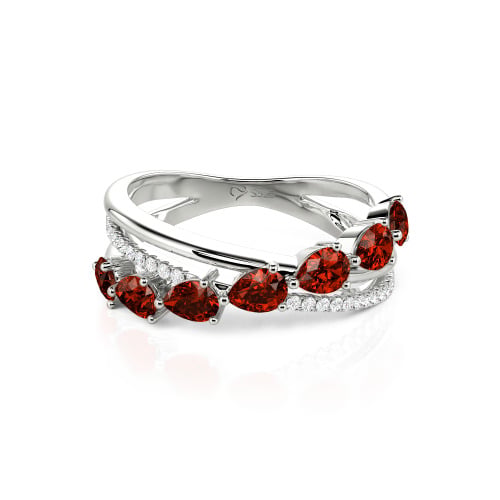 Jeulia Intertwined Pear Custom Eternity Band Sterling Silver