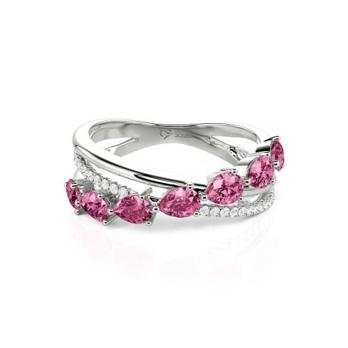 Jeulia Intertwined Pear Custom Eternity Band Sterling Silver