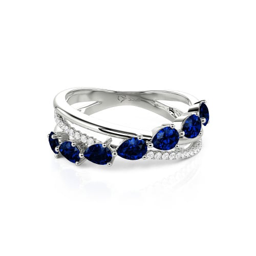 Jeulia Intertwined Pear Custom Eternity Band Sterling Silver