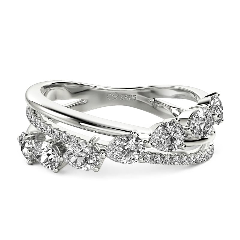 Jeulia Intertwined Pear Custom Eternity Band Sterling Silver