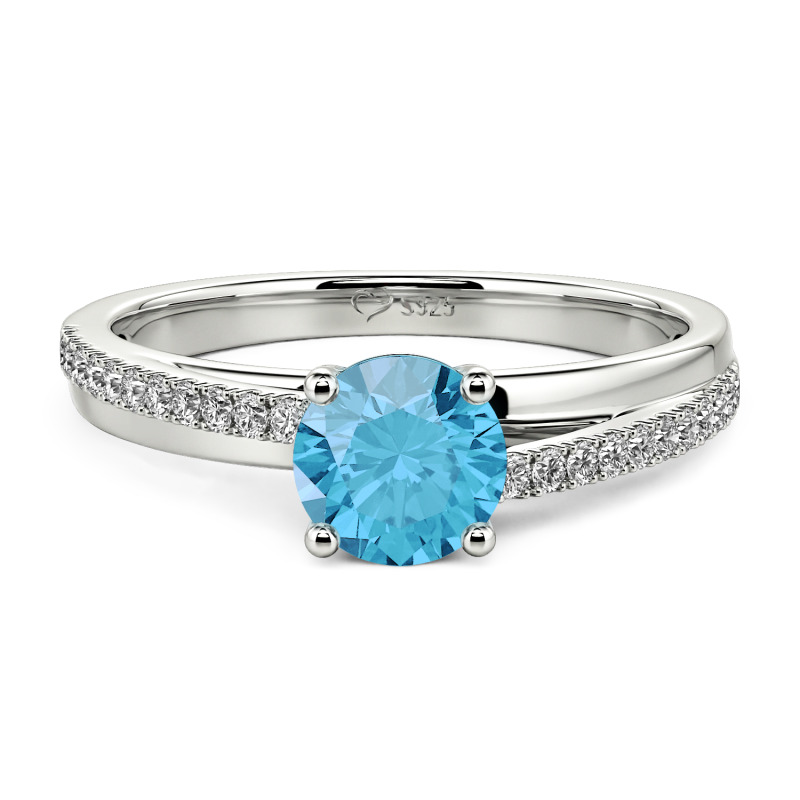 Jeulia Anillo de Compromiso Solitario Personalizado de Plata Esterlina