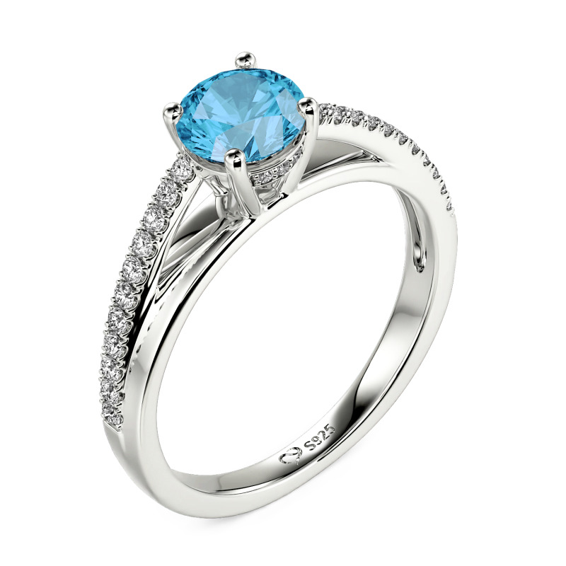 Jeulia Anillo de Compromiso Solitario Personalizado de Plata Esterlina