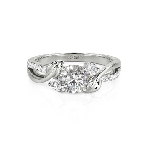 Jeulia Amore Twisted Leaf Custom Three Stone Engagement Ring