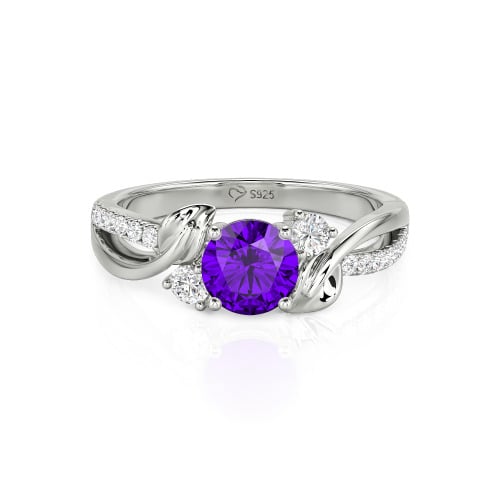 Jeulia Amore Twisted Leaf Custom Three Stone Engagement Ring