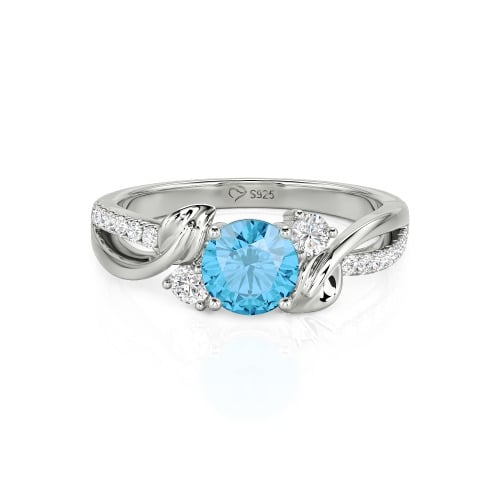 Jeulia Amore Twisted Leaf Custom Three Stone Engagement Ring