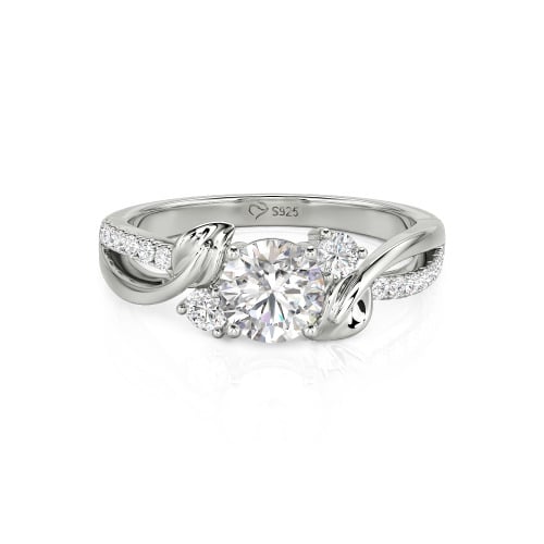 Jeulia Amore Twisted Leaf Custom Three Stone Engagement Ring