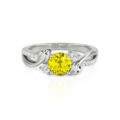 Jeulia Amore Twisted Leaf Custom Three Stone Engagement Ring