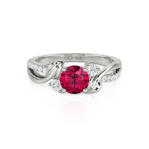 Jeulia Amore Twisted Leaf Custom Three Stone Engagement Ring