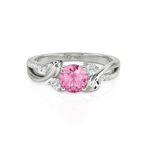 Jeulia Amore Twisted Leaf Custom Three Stone Engagement Ring