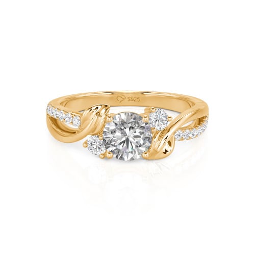 Jeulia Amore Twisted Leaf Custom Three Stone Engagement Ring