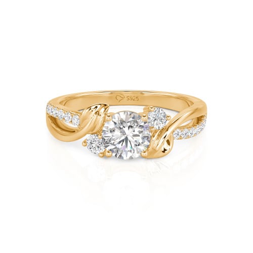 Jeulia Amore Twisted Leaf Custom Three Stone Engagement Ring